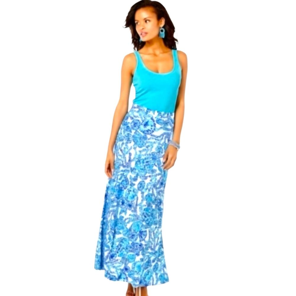 Lilly Pulitzer Adea Maxi Skirt Shell Me Your Love Print Size XL